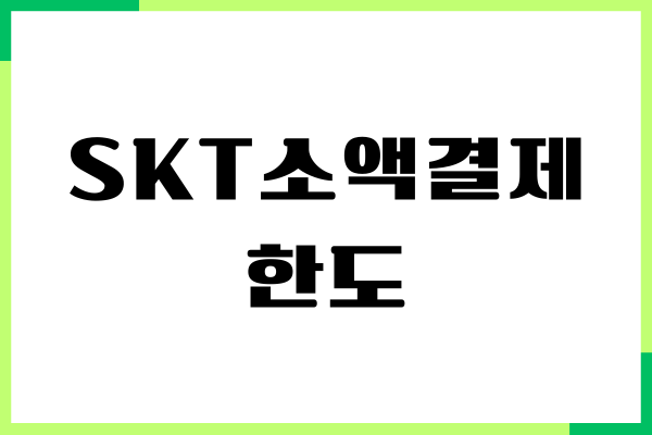 SKT 소액결제 한도 변경, 차단하는 방법