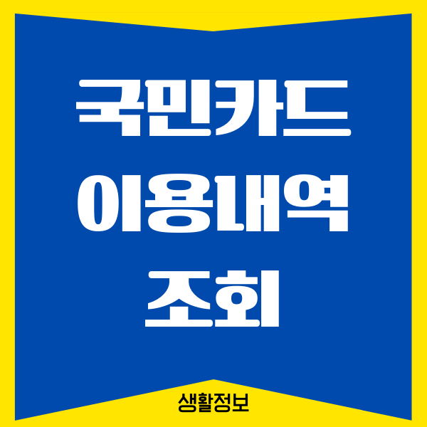 국민카드 이용내역 조회 확인하는 방법
