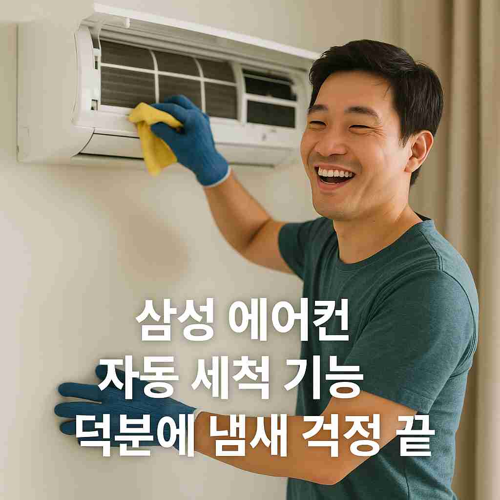삼성 에어컨 자동 세척 기능 덕분에 냄새 걱정 끝