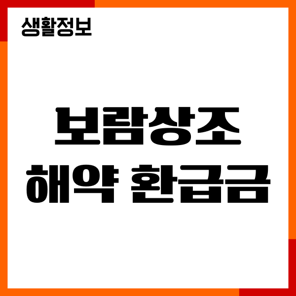 보람상조 해약 환급금 조회, 신청 절차, 계산방법, 유의사항