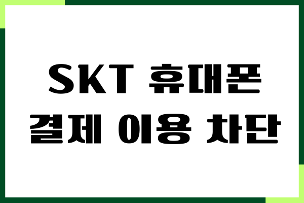SKT 휴대폰 결제 이용 차단 해지, 차단 해제 방법