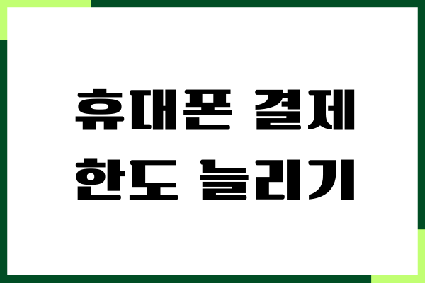 휴대폰 결제 한도 늘리기, 소액 결제, 한도 제한