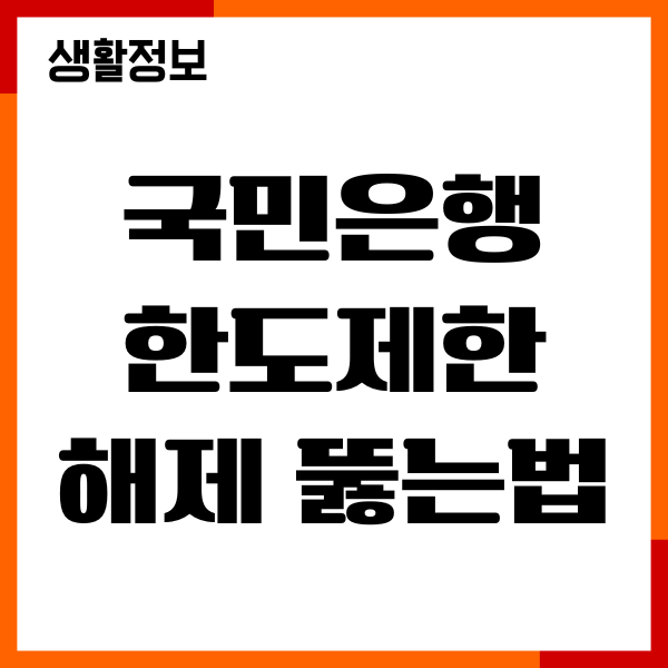 국민은행 한도제한 해제 뚫는법, 절차, 주의사항