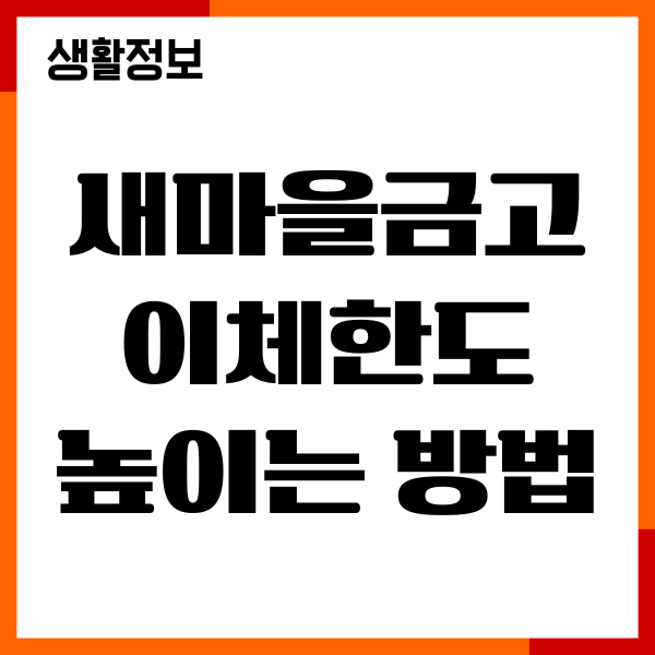 새마을금고 이체한도 높이는 방법, 변경, 준비물 안내