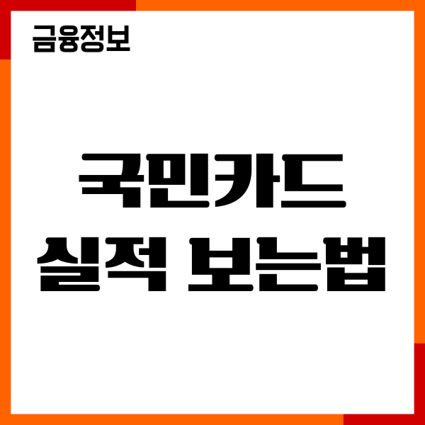 국민카드 실적 보는법, 이용실적 조회, 충족현황